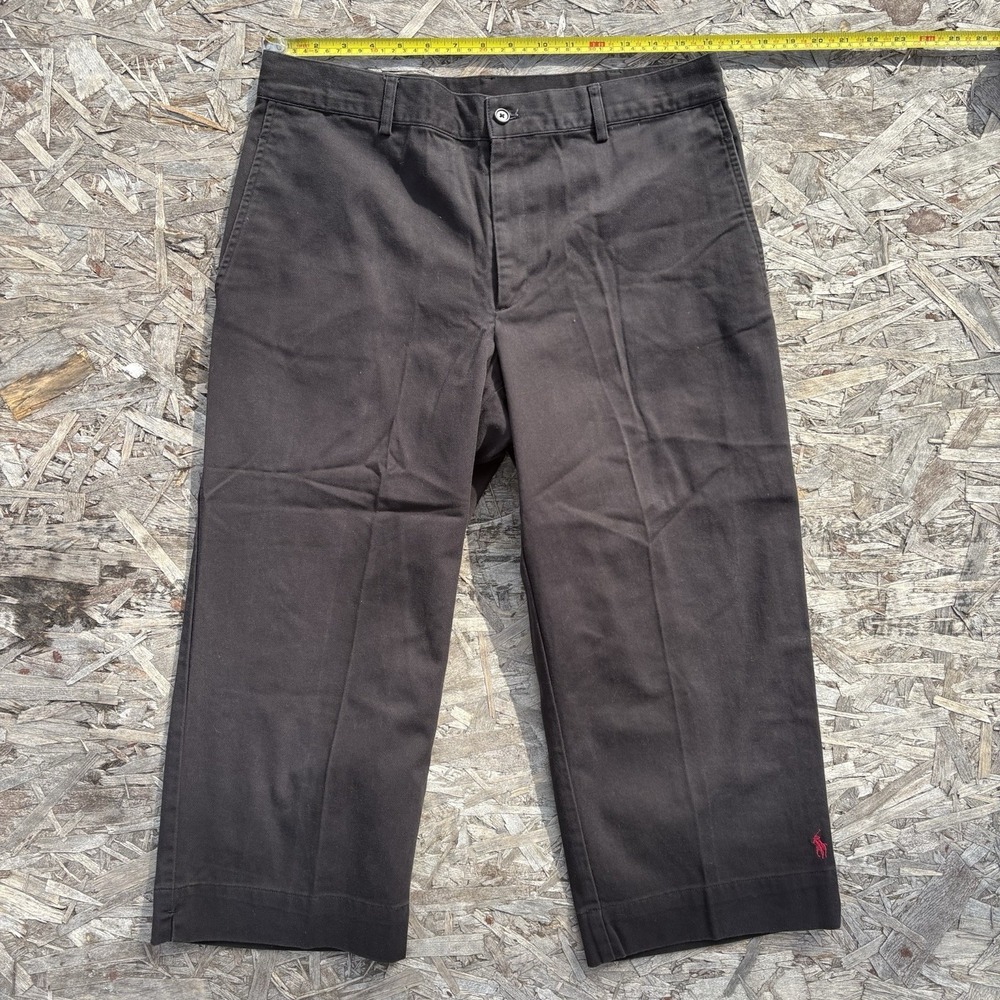 Ralph Lauren Sport Capri Pants Size 14 Crop Straight Leg 32x22 100% Cotton Black